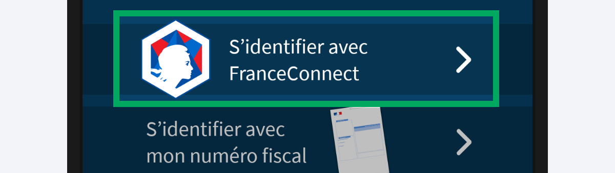 Bouton « S’identifier avec FranceConnect » encadré (capture extraite de l’application).