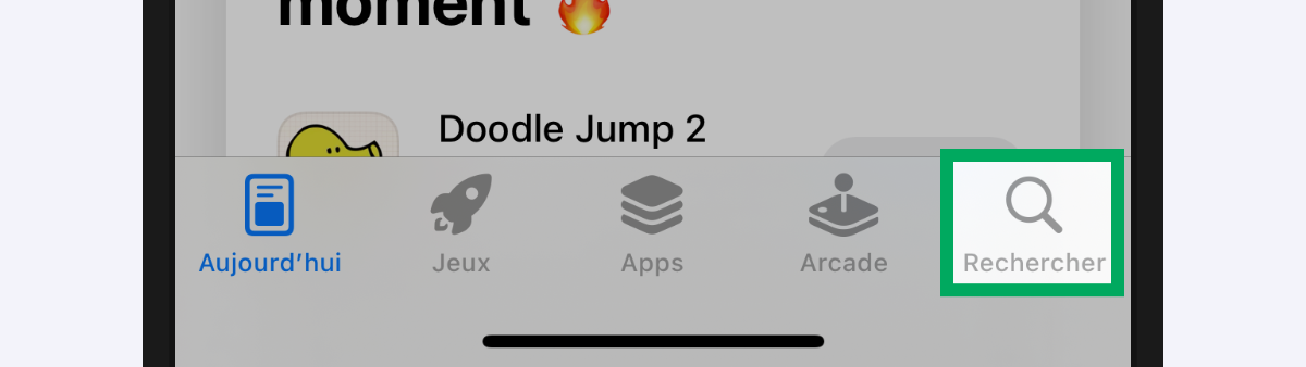 Image d’illustration présentant le bouton « Rechercher » encadré (en bas de l’écran).