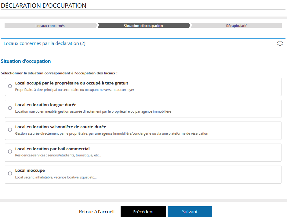 types de situation d'occupation